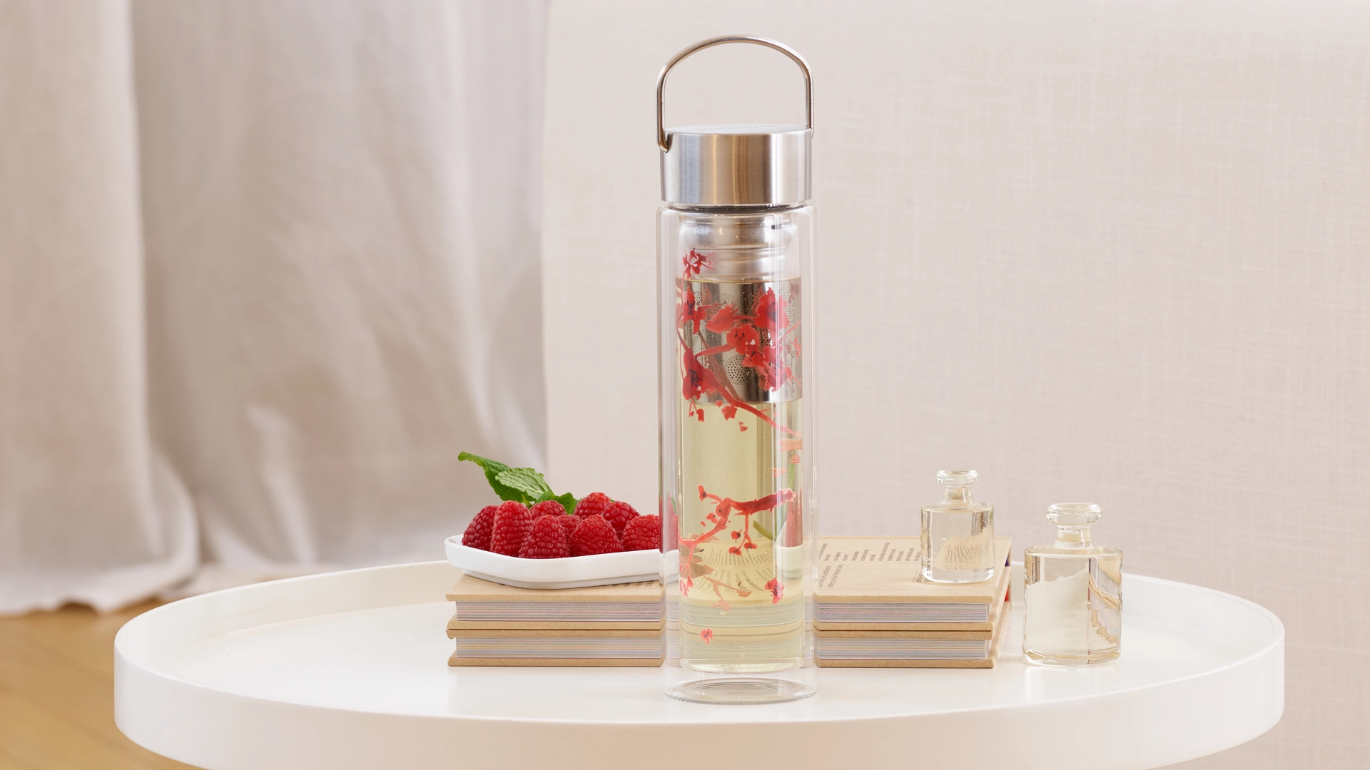 Glastrinkflasche  cherry design